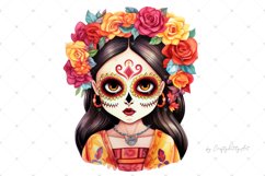 La Catrina, Day of the Dead Girl, Watercolor PNG clipart Product Image 2