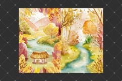 Fall junk journal pages, Watercolor forest, Golden Autumn Product Image 2