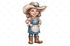 Little Farm Girl, Country girl, Watercolor PNG clipart kids Product Image 2