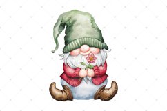 Cute Gnome with Flower, Spring floral Watercolor PNG clipart Product Image 2