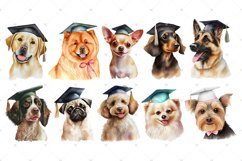 Graduation Watercolor Clipart, Cute Dogs in Graduation Caps Product Image 2