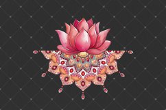 Lotus mandala, Water lily, Watercolor floral PNG clipart Product Image 3
