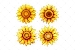 Watercolor Sunflower clipart, single Sunflowers PNG clip art Product Image 2