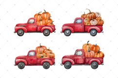 Pumpkin Truck PNG Clipart, Vintage Red Truck with Pumpkins Product Image 2
