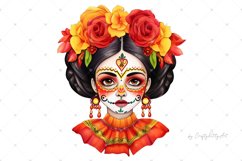 La Catrina, Day of the Dead Girl, Watercolor PNG clipart Product Image 2