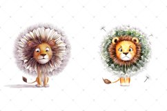 Cute Dandelion Lions, Floral Baby Lion Watercolor JPG bundle Product Image 2