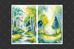 Forest junk journal pages, Watercolor green backgrounds Product Image 3