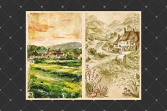 Countryside junk journal kit, Vintage inspired illustrations Product Image 3