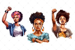 Girl Power Watercolor clipart, Afro Black Woman PNG bundle Product Image 3