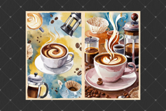 Coffee junk journal pages, Watercolor coffee cup backgrounds Product Image 3