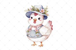 Cute Floral Chicken, Chicken coop, Farm Watercolor clipart Product Image 2