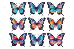 Butterfly PNG clipart, Watercolor rainbow butterflies bundle Product Image 2