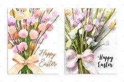 Happy Easter Watercolor JPG cards, Watercolor floral bouquet Product Image 3