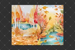 Fall junk journal pages, Watercolor forest, Golden Autumn Product Image 3