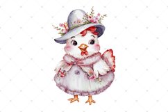 Cute Floral Chicken, Chicken coop, Farm Watercolor clipart Product Image 3
