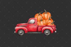 Pumpkin Truck PNG Clipart, Vintage Red Truck with Pumpkins Product Image 3