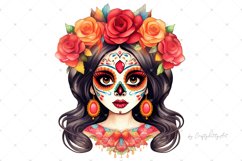La Catrina, Day of the Dead Girl, Watercolor PNG clipart Product Image 3
