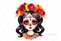 La Catrina, Day of the Dead Girl, Watercolor PNG clipart Product Image 3