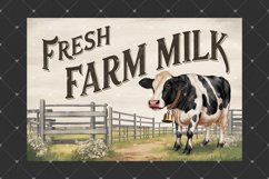 Fresh Farm Milk Cow, Vintage inspired JPG illustrations Product Image 3