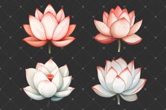 Lotus flower, Water lily, Watercolor floral PNG clipart Product Image 3