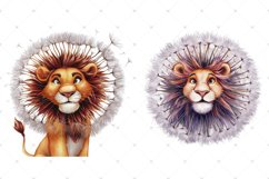 Cute Dandelion Lions, Floral Baby Lion Watercolor JPG bundle Product Image 3