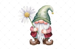 Cute Gnome with Flower, Spring floral Watercolor PNG clipart Product Image 3