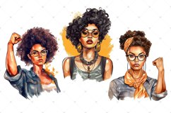 Girl Power Watercolor clipart, Afro Black Woman PNG bundle Product Image 4