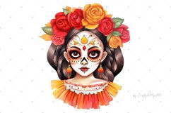 La Catrina, Day of the Dead Girl, Watercolor PNG clipart Product Image 3