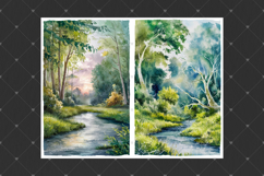 Forest junk journal pages, Watercolor green backgrounds Product Image 4