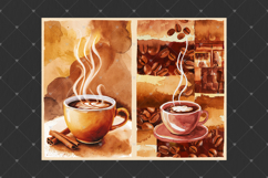 Coffee junk journal pages, Watercolor coffee cup backgrounds Product Image 4
