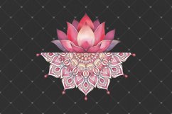 Lotus mandala, Water lily, Watercolor floral PNG clipart Product Image 4