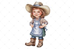 Little Farm Girl, Country girl, Watercolor PNG clipart kids Product Image 3