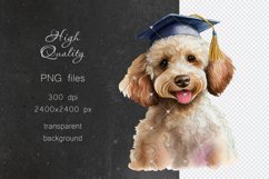 Graduation Watercolor Clipart, Cute Dogs in Graduation Caps Product Image 3