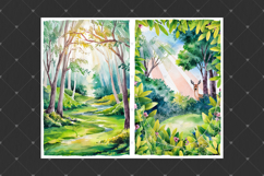 Forest junk journal pages, Watercolor green backgrounds Product Image 5