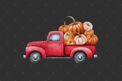 Pumpkin Truck PNG Clipart, Vintage Red Truck with Pumpkins Product Image 4