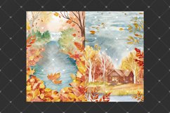Fall junk journal pages, Watercolor forest, Golden Autumn Product Image 4