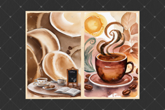 Coffee junk journal pages, Watercolor coffee cup backgrounds Product Image 5
