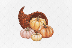 Thanksgiving cornucopia PNG Clipart, Fall Watercolor Pumpkin Product Image 5