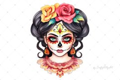 La Catrina, Day of the Dead Girl, Watercolor PNG clipart Product Image 4