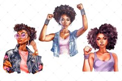Girl Power Watercolor clipart, Afro Black Woman PNG bundle Product Image 5