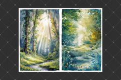 Forest junk journal pages, Watercolor green backgrounds Product Image 6