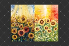 Floral junk journal pages, Watercolor sunflower fields Product Image 5