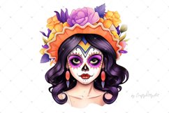 La Catrina, Day of the Dead Girl, Watercolor PNG clipart Product Image 5
