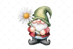 Cute Gnome with Flower, Spring floral Watercolor PNG clipart Product Image 5