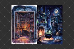 Halloween junk journal pages, Watercolor witch&#039;s house Product Image 5