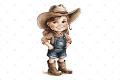 Little Farm Girl, Country girl, Watercolor PNG clipart kids Product Image 5