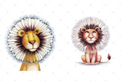 Cute Dandelion Lions, Floral Baby Lion Watercolor JPG bundle Product Image 5