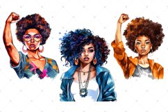 Girl Power Watercolor clipart, Afro Black Woman PNG bundle Product Image 6