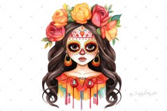 La Catrina, Day of the Dead Girl, Watercolor PNG clipart Product Image 5