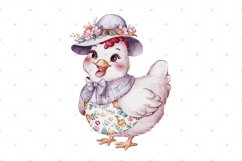 Cute Floral Chicken, Chicken coop, Farm Watercolor clipart Product Image 5